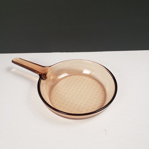 Visions Corning 7" Amber Glass Frying Pan Oven Stove Pyrex Vintage Cook Bake - Picture 12 of 13